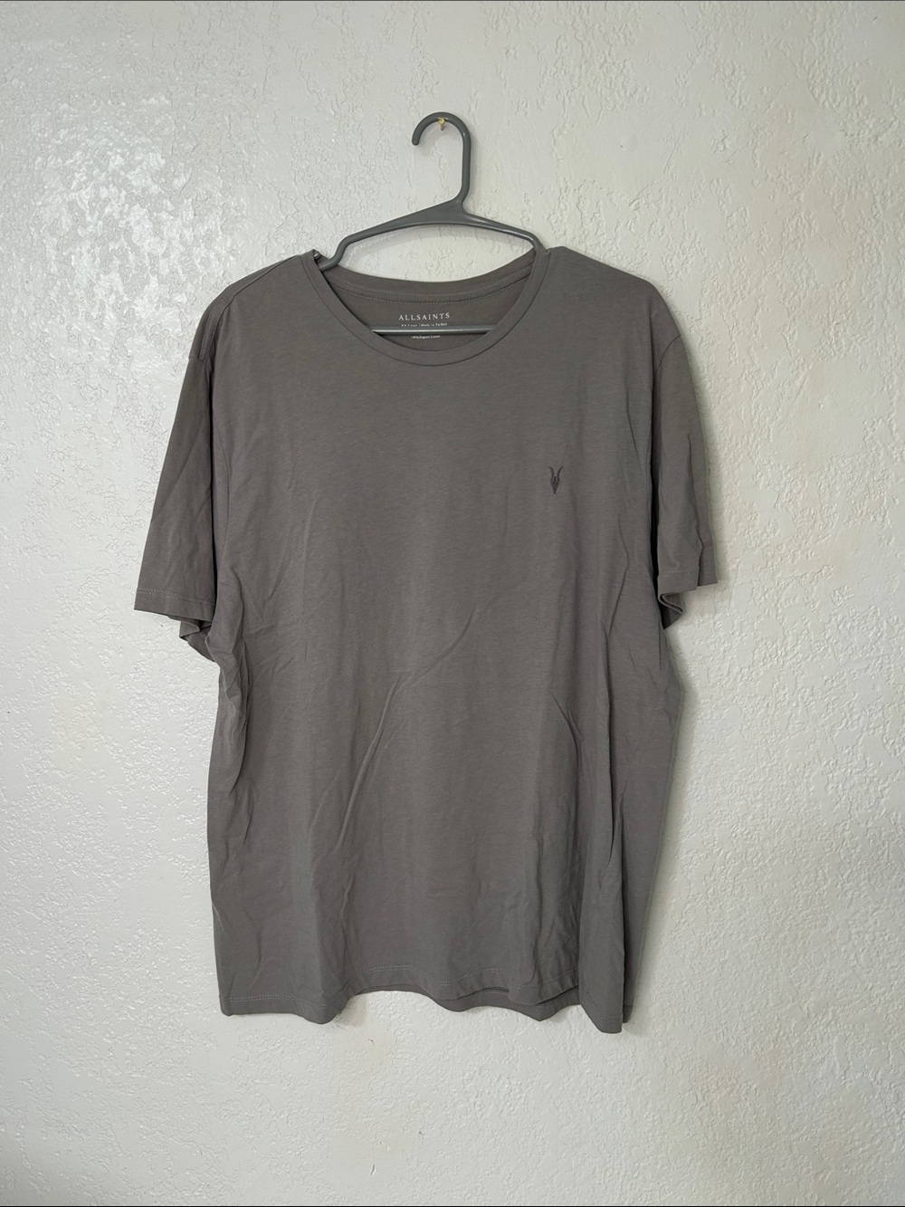 All Saints Short Sleeve Crew Tee in Taupe
